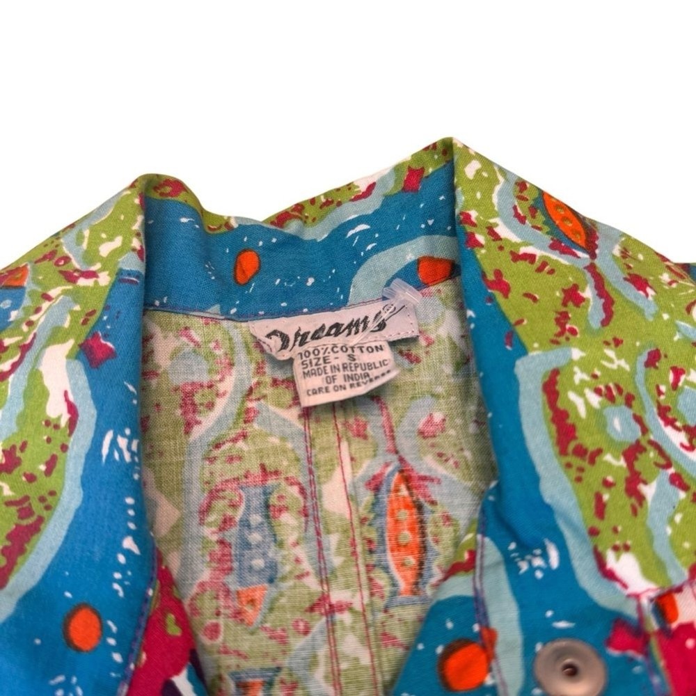 Dreams Vintage 80s Neon Abstract Cotton Romper Belted NWT Women's Small Rare - Picture 5 of 16
